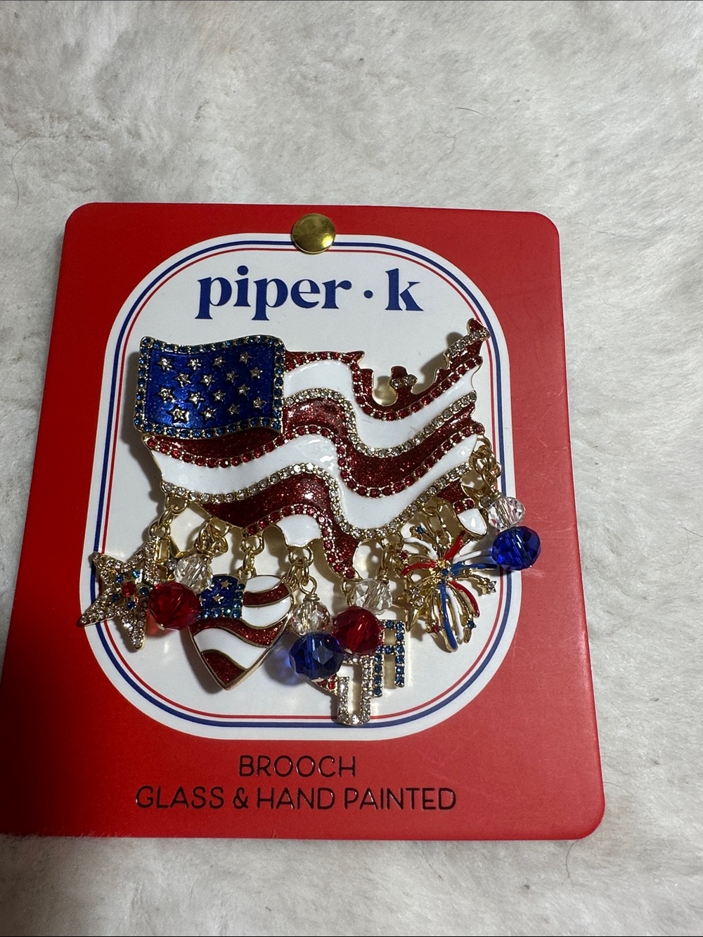 Piper K American flag brooch with charms